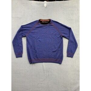 Robert Graham Designer Sweater 2XL Blue 100% Wool Crewneck Classic Fit Raglan